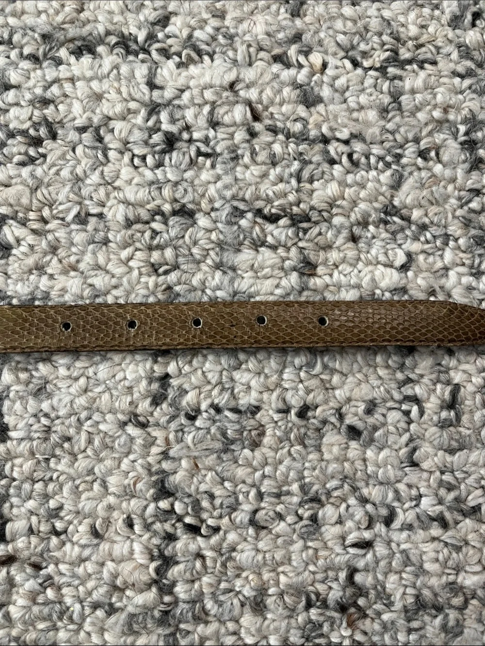 Olive genuine snakeskin skinny belt with snakeskin-inset gold-tone buckle, EUC m